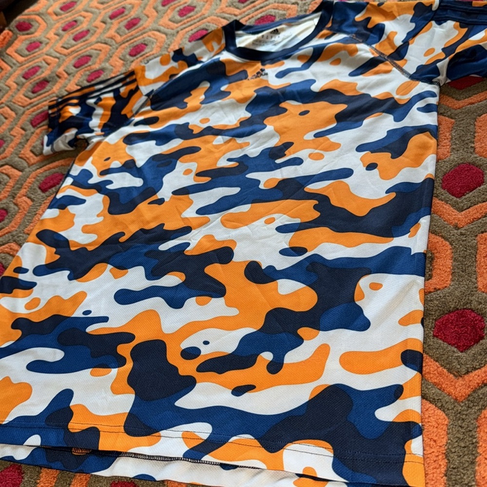 Adidas Orange and Blue Camouflage Tee Shirt Men's Medium Camo - Picture 3 of 6